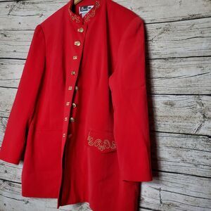 Vintage Ben Marc Red Beaded Embroidered Jacket Size 18
